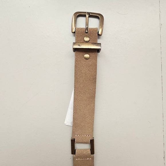 Banana Republic Womans Suede Leather Belt Tan Brass Buckle Small Boho Festival - Picture 3 of 6